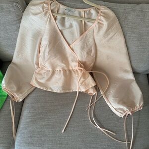 Topshop Peach Wrap Blouse